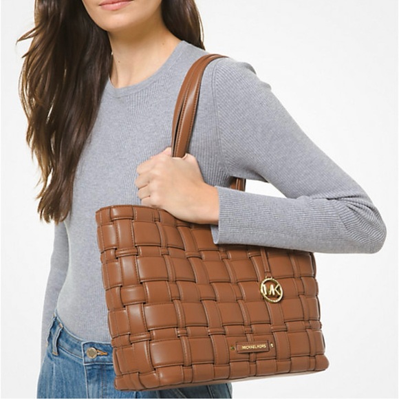 Michael Kors Brown Woven Tote Bag - Picture 2 of 3